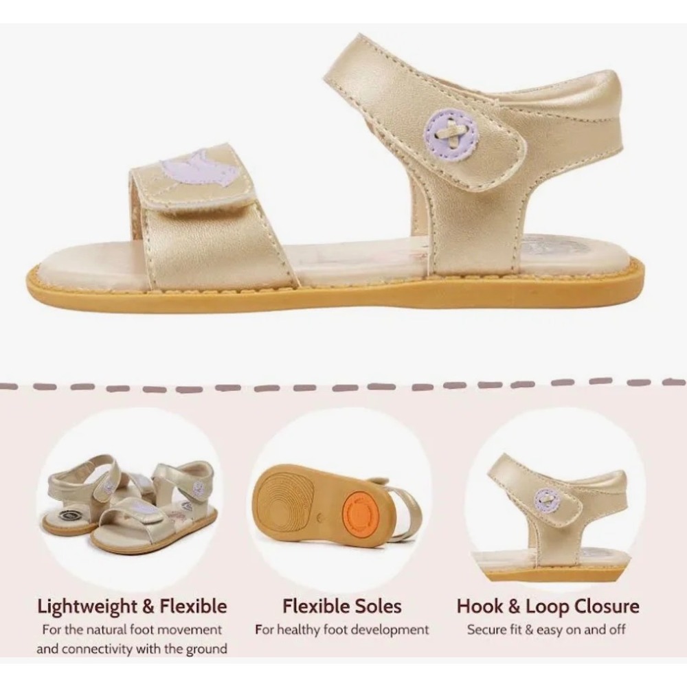 Livie & Luca Pio‎ Metallic Champagne Leather Sandals Girl Size 12 Toddler NIB - Picture 10 of 12